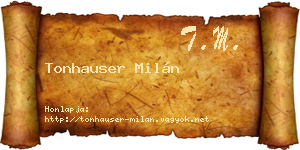 Tonhauser Milán névjegykártya